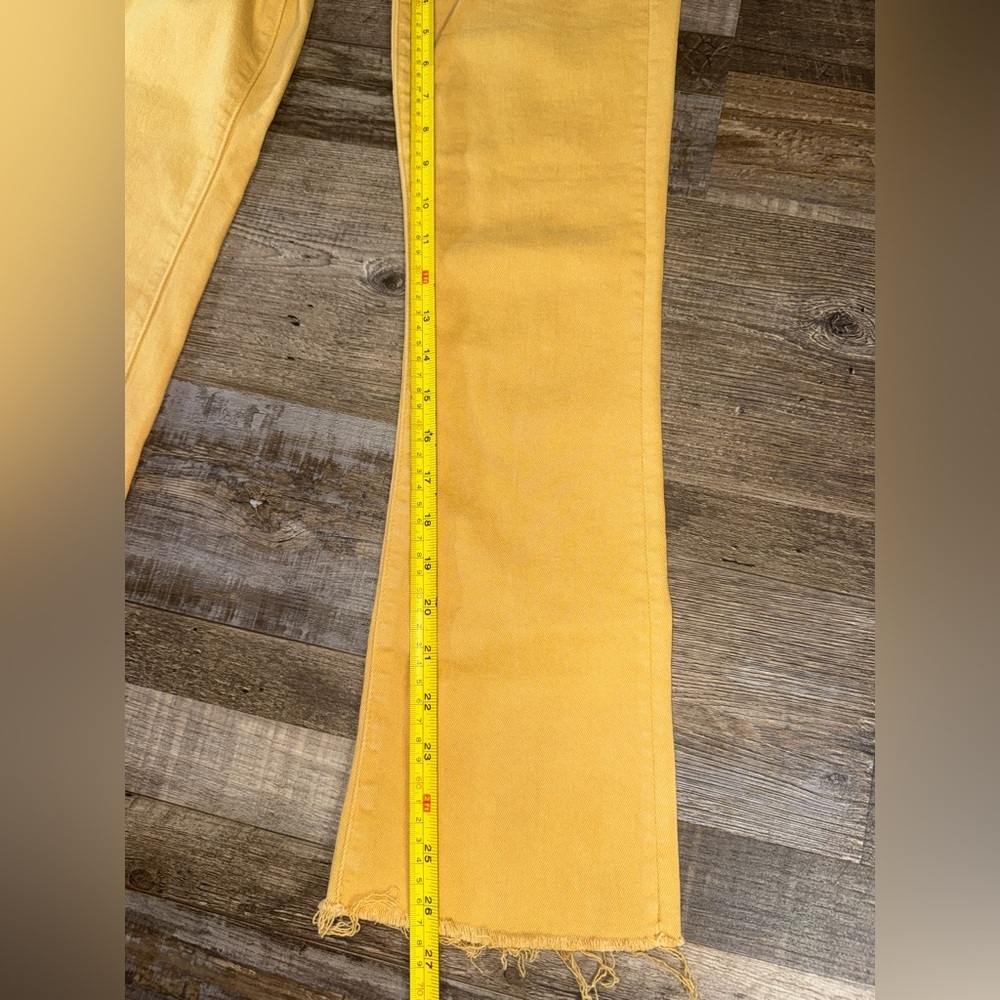 MOTHER The Hustler Ankle Fray Mustard Yellow High Rise Flare Jeans 25 - Picture 7 of 7